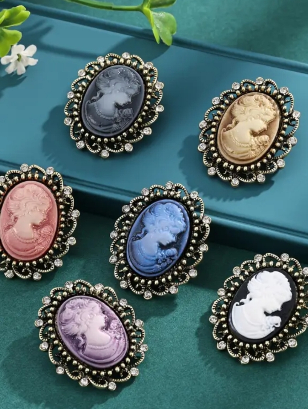 NEW Vintage Inpired Cameo Oval Statement Brooch
